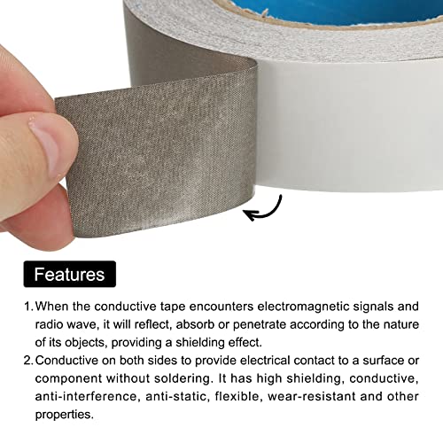 Image of MECCANIXITY Faraday Cloth Tape 1.18 inch W x 82 Feet Single Sided Conductive Cloth Fabric Adhesive Tape Roll for Laptop Cable EMI Shielding