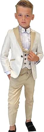 Boys 3-Piece Tuxedo Set - Jacket, Vest & Pants For Weddings, Prom & Formal Events