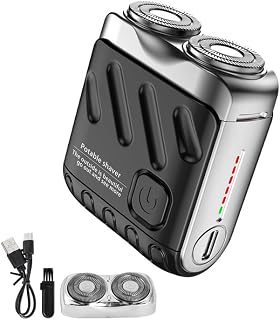 2025 Maquinilla de Afeitar Eléctrica para Hombre, Resistente Al Agua Ipx7, Usb, Mini Afeitadora Eléctrica para Hombre con 2 Cabezales de Repuesto MagnéTicos Adicionales, Color Negro