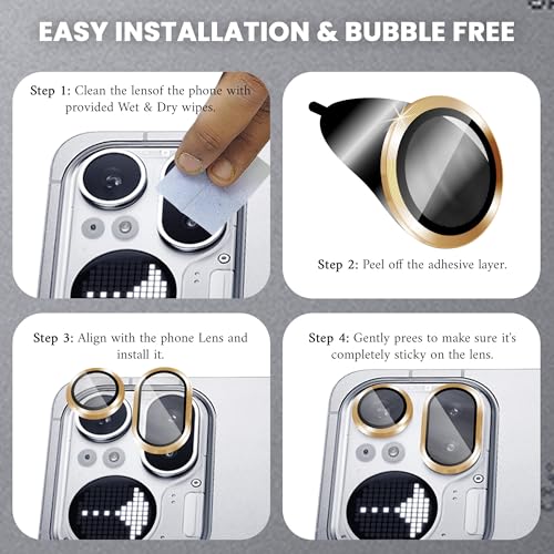 Image of FIRST MART Gold Camera Ring Guard Protector for Nothing Phone 4A Pro | Tempered Glass with Metal Alloy Rings, HD Clear, Scratch Resistant, Case-Friendly | Pack of 1