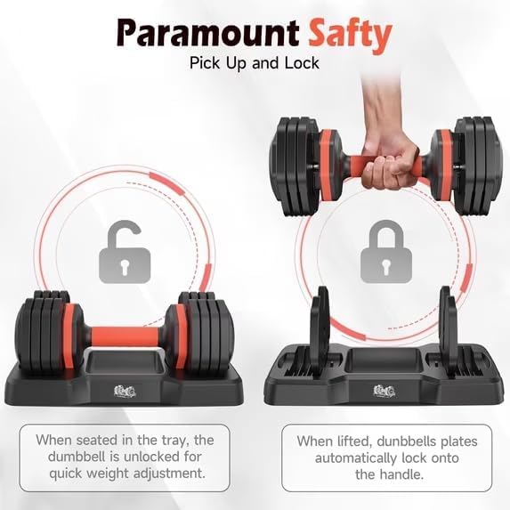 Image of FEIERDUN Adjustable Dumbbell Set, Weight Set for Home Gym, 5 /10-in-1 Free Weight Adjustable Dumbbells, Single Hand Twist Adjust with Non-Slip Handles, 90% Space Saving Strength Training for both Men&Women