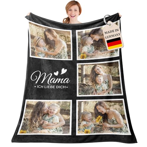 Easycosy Personalisierte Muttertagsgeschenke für Mama Decke mit Foto - Made in Germany - Kuscheldecke Fotodecke mit Bildern - Geschenke für Mama Oma Mutter zu Muttertag Frauen Mothers Day Gifts