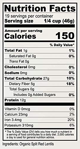Anthony'S Organic Split Red Lentils, 2 Lb, Masoor Dal, Gluten Free, Non Gmo, Vegan thumb #2