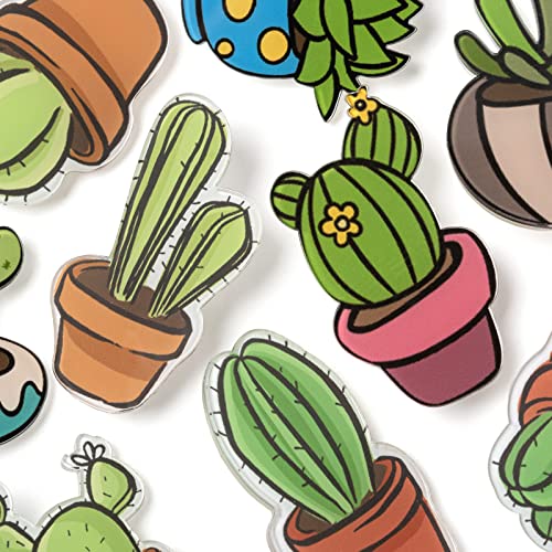 Image of Ornaland 12 Pcs Cactus Plant Enamel Brooch Pin Set Cute Acrylic Lapel Pins Cartoon Cactus Badges Brooch for Clothes Hats Bags Backpacks