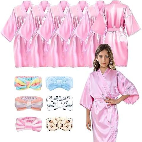 MSYU Girls Spa Robe Set with Headbands Cover