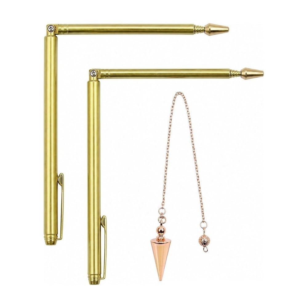 Xnuiasqe Retractable Dowsing Rod + Cone Pendulum Kit Metal Dowsing Rod For Water Treasure Finding Tools B