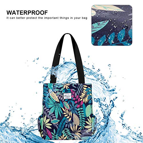 Image of KAMO Floral Tote Bag - Waterproof Lightweight Handbags Travel Shoulder Bag for Hiking Yoga Gym Swimming Travel Beach