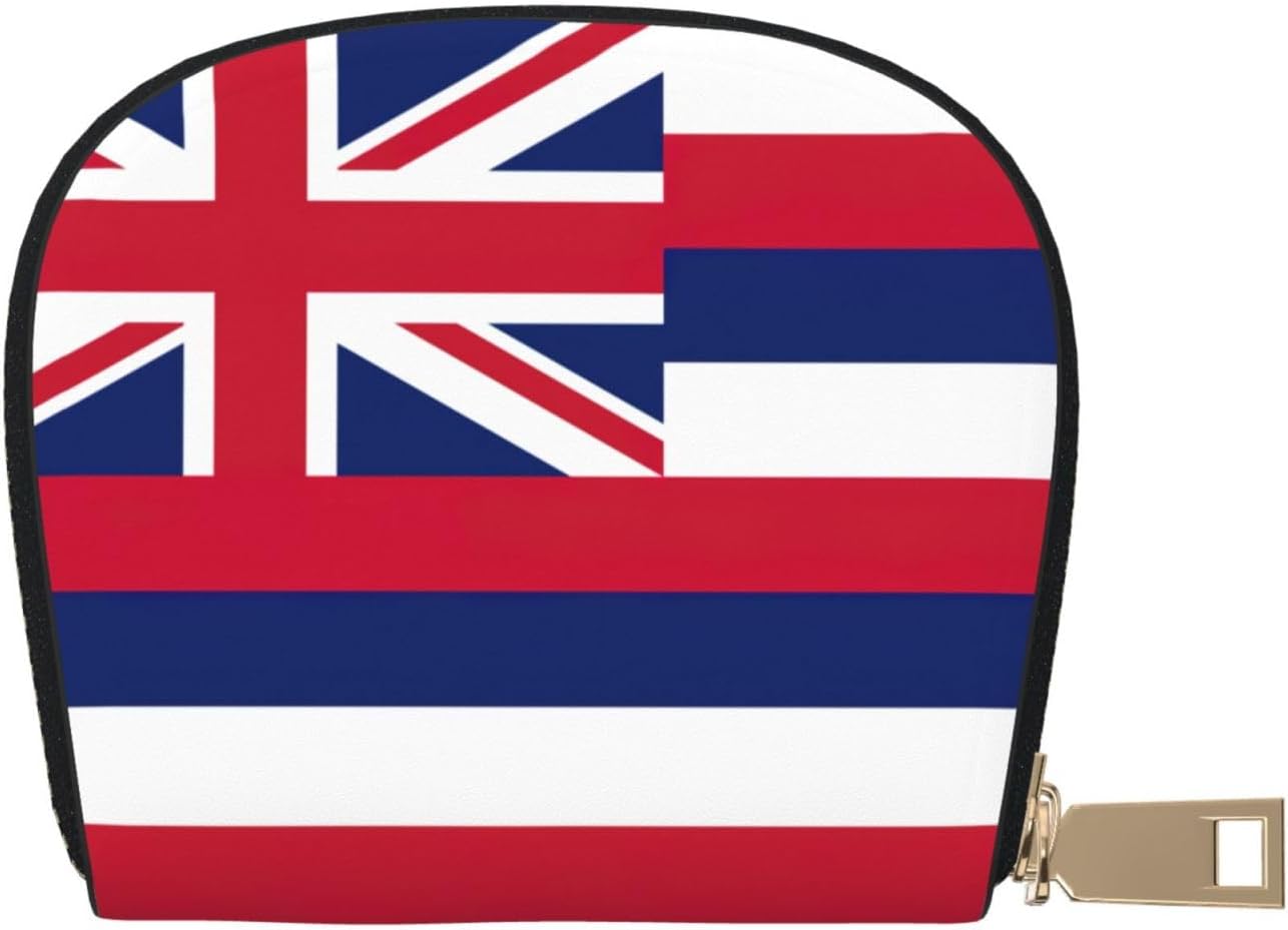 Hawaii Flag print Wallet Credit Cards Holder Business Card Case for Men Women Compact Size for Adults