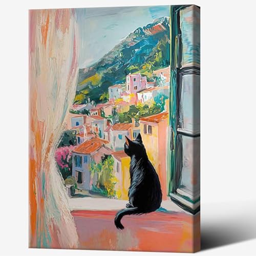 Open The Window Black Cat Poster Cat By The Window