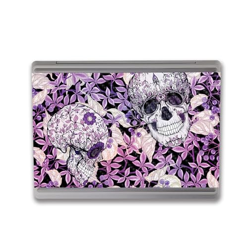 Image of MightySkins Carbon Fiber Skin Compatible with Microsoft Surface Laptop Go 3 (2023) Full Wrap Kit - Flower Skull | Protective, Durable Textured Carbon Fiber Finish | Made in The USA