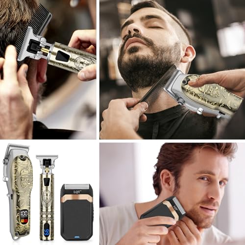 Image of Professional Hair Clipper Set for Men Electric Shaver Razor Cordless Hair Cutting Barber Clippers Beard Trimmer Men's Grooming Kit Gifts for him (Bronze)