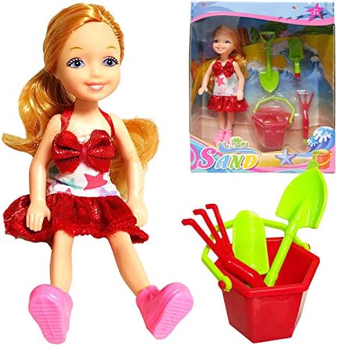 BETTINA Mini Fashion Doll, 5 Inches Dress-Up Doll, with Small Accessories Aged 3+ (Beach Girl)