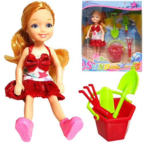 Bettina Mini Fashion Doll, 5 Inches Dress-Up Doll, With Small Accessories Aged 3+ (Beach Girl) #TOP6