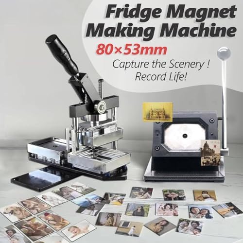 DIY Badge Making Kit - Fridge Magnet Button Badge Maker Machine with 100 Components + Paper Cutter, Rectangle Magnet Punch Press for Custom Badges, Easy to Use