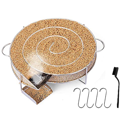 MARKETIFAR Kaltrauchgenerator - Räucherschnecke mit 4 Räucherhaken und 1 Reinigungsbürste - Räucherschnecke aus Edelstahl für Kugelgrill - Ideal für Schinken, Fleisch, Wurst, Kassler, Fisch usw.