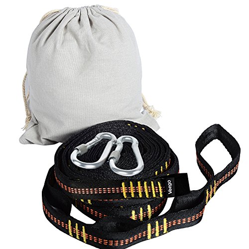 Veego Hammock Straps,Hammock Tree Straps 2000+ LBS Heavy Duty Lightweight 100% No Stretch Suspension System Kit XL Long with 40 Adjustable Loops and 2 Carabiners for Camping,Hiking