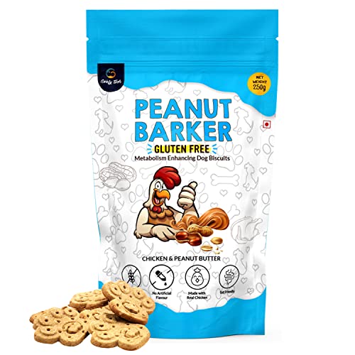 Goofy Tails Peanut Barker Chicken Biscuits for Dogs & Puppies | Gluten-Free Dog Biscuits Non Veg |Healthy Treats for Dogs with Real & Human Grade Ingredients 250g (Pack of 1)