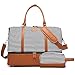 Sucipi Sac de Voyage Femme, Sac Weekend Polochon en Toile PU Cuir Grand Femme avec Poche à Chaussure et Trousse de Toilette (Rayures Noire)