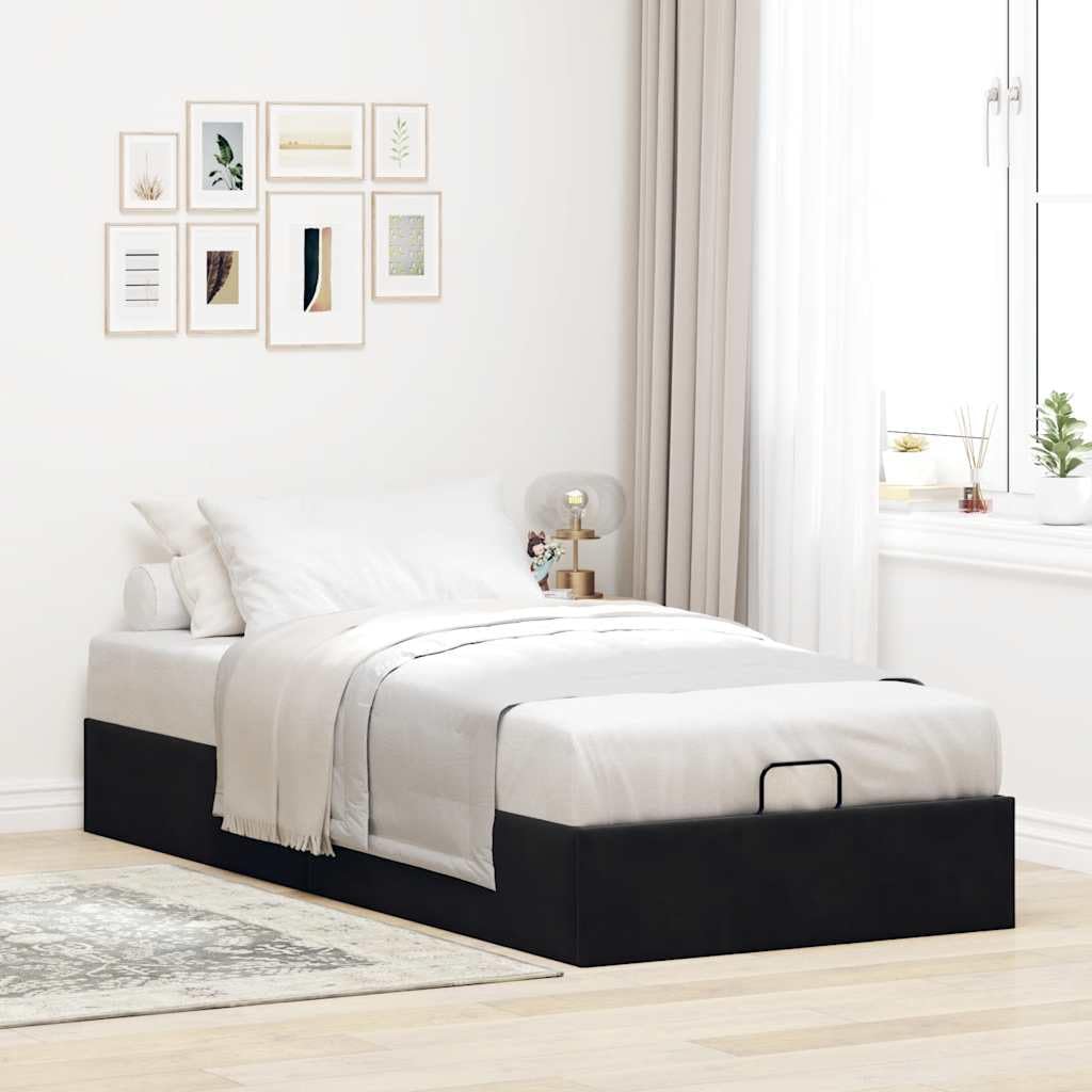 Struttura Letto Pouf Nero 100x200 cm Velluto