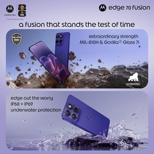 Image of Motorola Edge 70 Fusion 5G (Pantone Orient Blue, 8GB RAM, 128GB Storage) | Snapdragon 7s Gen 4 | 50MP + 13MP Camera | 32MP Selfie Camera | 6.8-inch Display | 7000mAh Battery | 68W TurboPower Charging