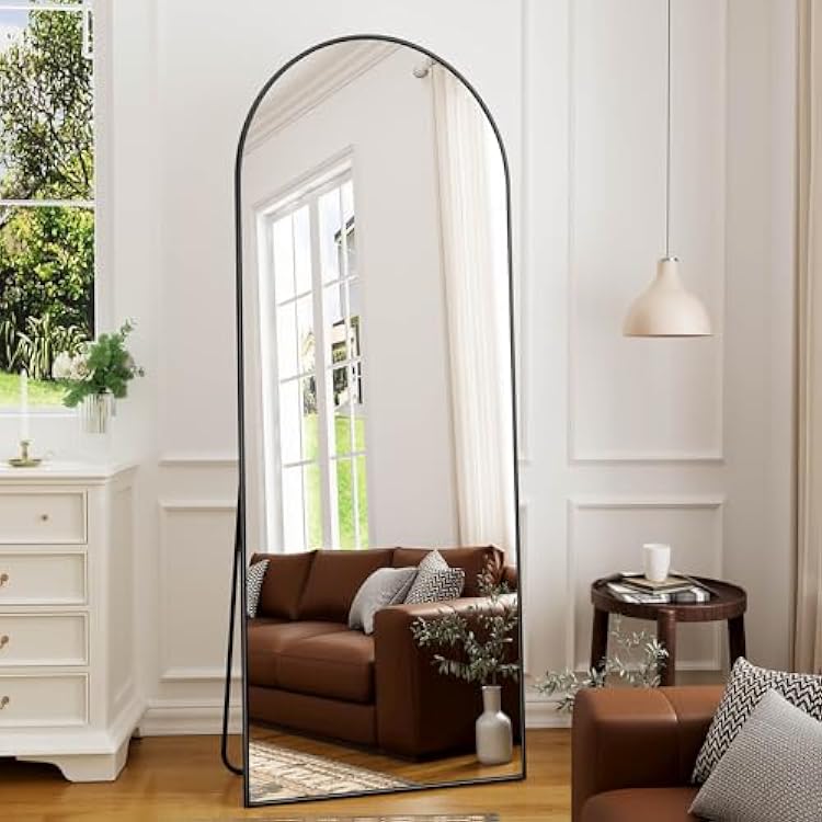 7126 Full Length Mirror Arched Full Body Mirror with Stand Floor Length Mirror, Large Oversized Full Size Mirror Hanging Wall Mounted Mirror for