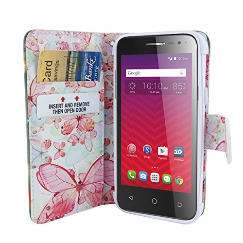 Alcatel One Touch Elevate Case, Mstechcorp Magnetic Leather Folio Flip Book Wallet Pouch Case Cover With Fold Up Kickstand And Detachable - Includes Accessories (Blooming Forest Green) #TOP3