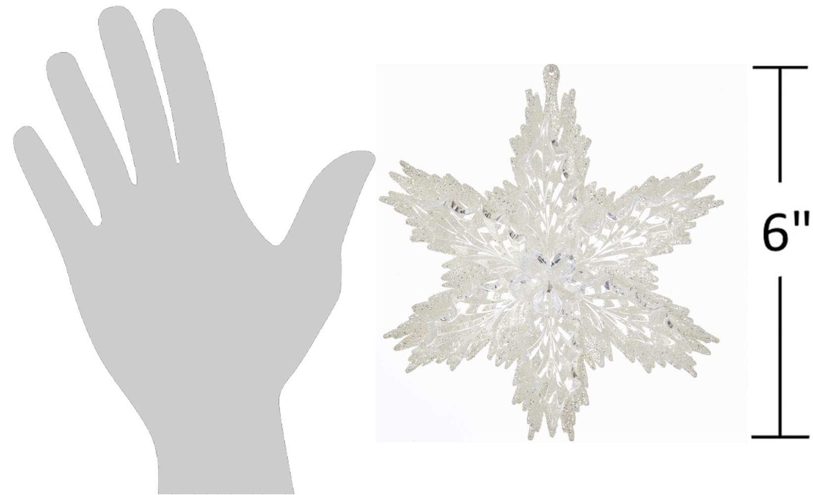 The Bridge Collection Glitzernde 3D-Acryl-Schneeflocke - Hängendes Baum- & Kaminsims-Schmuck - Schneeflocke - Weihnachtsschmuck