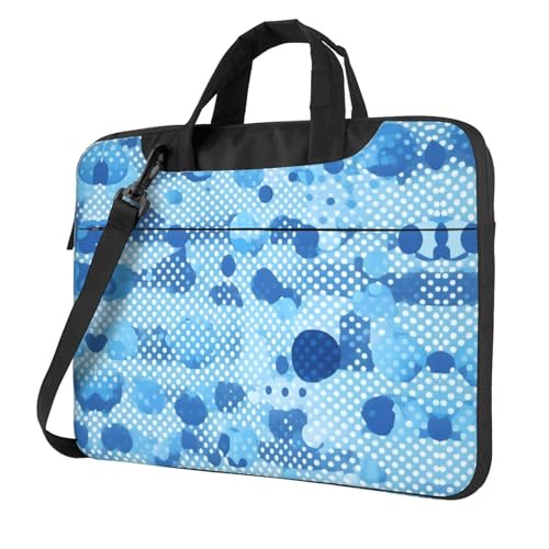 Sac ordinateur portable 13 à 15.6 pouces à pois bleu avec bandoulière réglable