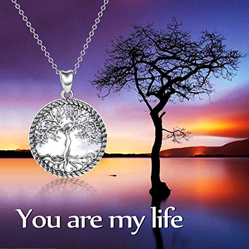 ONEFINITY Tree of Life Necklace Sterling Silver Black Onyx Opal Malachite Turquoise Mother of Pearl Tree of Life Pendant Necklace Family Tree Jewelry for Women Mens Gifts4