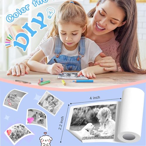 Refil de papel para câmera instantânea infantil, 9 rolos de papel térmico para impressora fotográfic