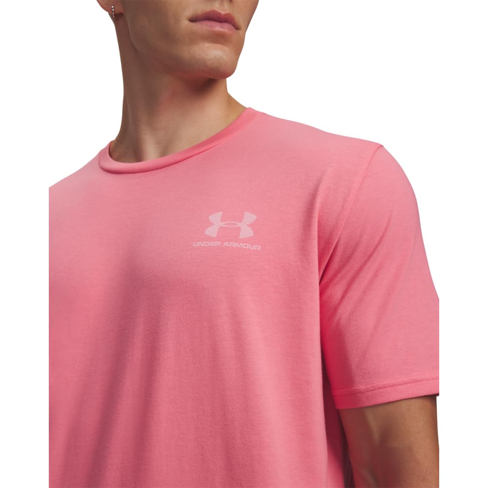 Under Armour Homme T-Shirt Ample avec Logo sur La Poitrine Gauche, Bittersweet Pink/White, M