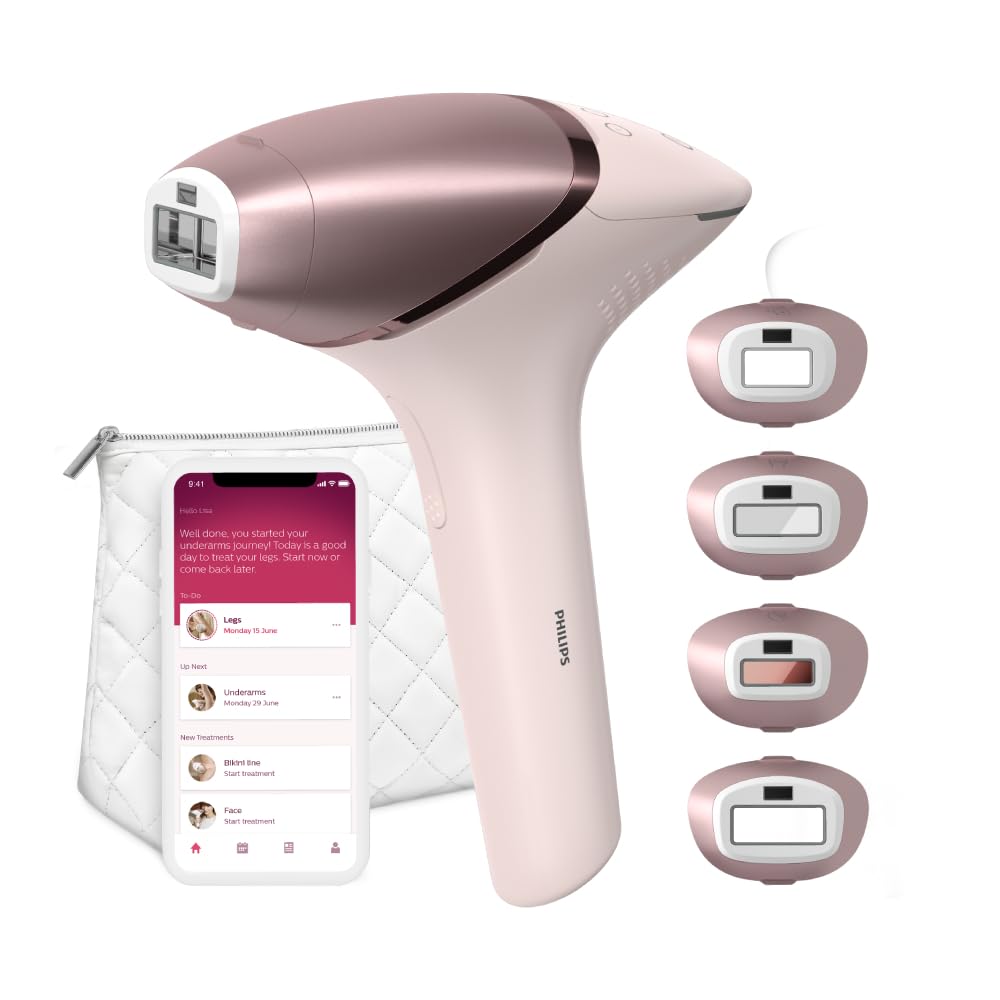 Philips Lumea Prestige IPL Epilator, Pulsed Light, Wireless, 4 Smart Heads (Body, Bikini, Underarms and Face) and SmartSkin Sensor, Pink BRI958/00