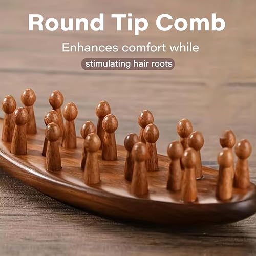 Image of Beaute Secrets Wooden Scalp Massager Hair Growth Brush | Sandalwood Head Massager & Stress Relief Comb | Anti-Dandruff Scalp Exfoliator | Gua Sha Massage Brush for Men & Women, Brown