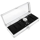 USO MULTIFUNCIONAL: La vitrina de relojes con almohadas extraíbles es práctica y multifuncional. A excepción del uso como caja de exhibición de almacenamiento de relojes de aluminio, también se puede usar para recolectar pulseras, brazaletes y otras joyas.