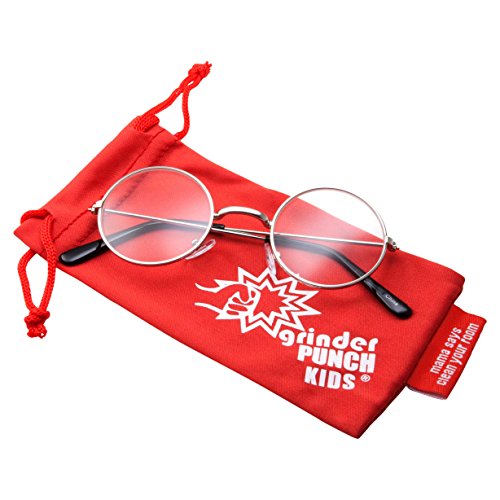 Grinderpunch Kids Size Non-Prescription Glasses Round Circle Frame Clear Lens Costume (Age 3-10) Silver #TOP1