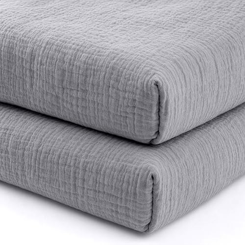 Image of Newton Baby Deluxe Crib Sheet - Ultra-Soft Breathable Organic Cotton Fitted Crib Sheet | Thicker & Softer Design | Machine Washable Baby Bedding | Evening Gray