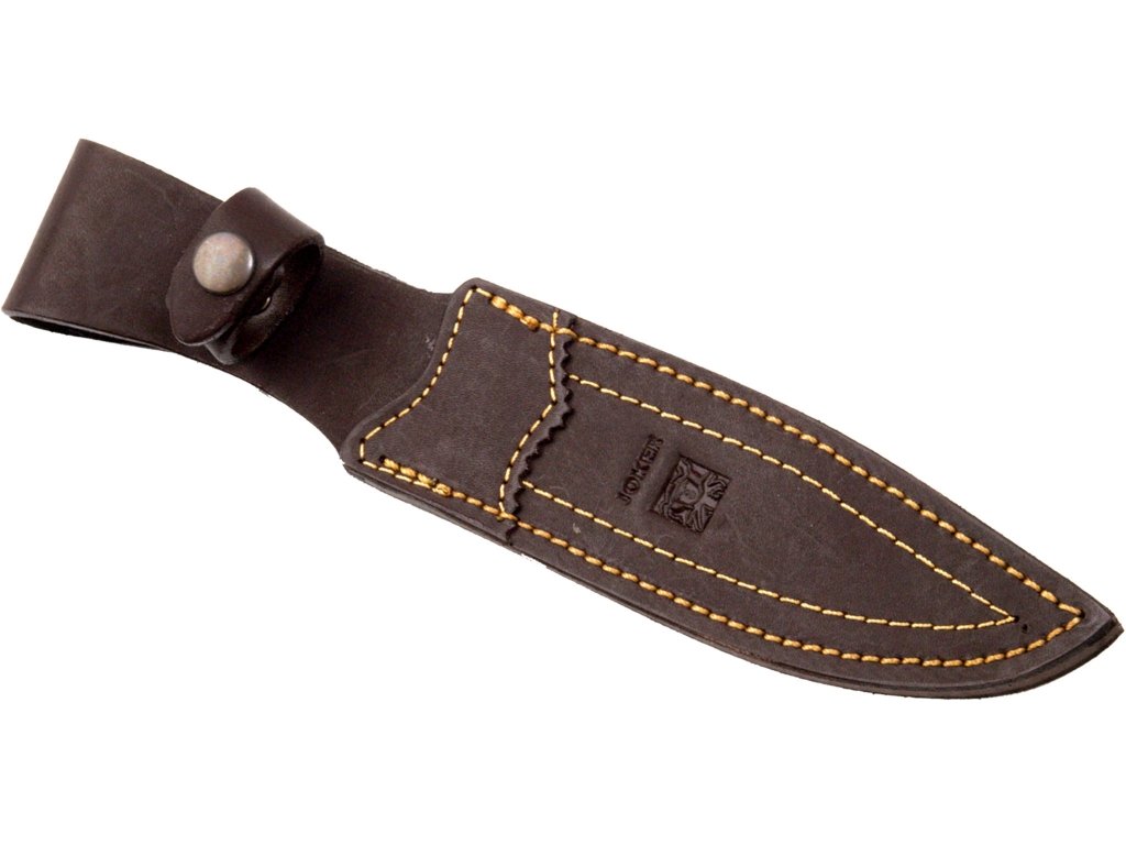 Joker Cuchillo de Cazador Antílope CC01, Enterizo, con cachas asta de Ciervo y Hoja Curva de 19,5 cm, virola INOX, Herramienta de Pesca, Caza, Camping y Senderismo