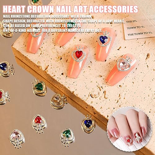 Heart Gems, 25PCS Crystal Love Heart Silver Alloy Nail Charms - Image 3
