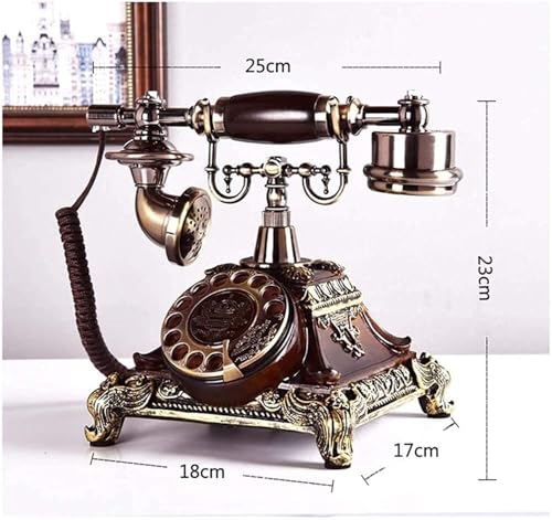 Image of Dratal Imitation Copper Vintage Style Rotary Retro Old Fashioned Corded Rotary Dial Home and Office Telephone Functional Antique Style Telephone-Bronze (DT-NEW01)
