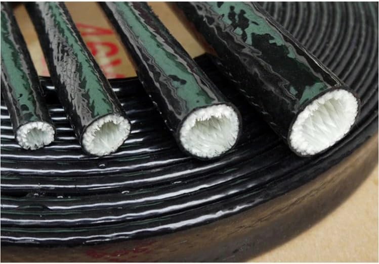 Tubo de Fibra de Vidrio Resistente a Altas temperaturas con Revestimiento ignífugo de Resina de Silicona - Tubo de Revestimiento ignífugo Negro(25mmx1m)