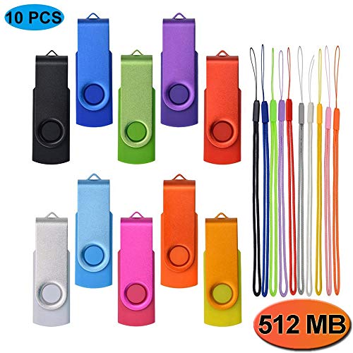 Pendrive 512MB 10 Piezas - Pequeña Capacidad Memoria USB - Almacenamiento de Datos Externo Multicolore by Kepmem