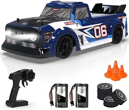 RACENT Remote Control Car 1:14 Scale RC Drift Car for Adults, 2.4Ghz 4WD High Speed Drift Truck with Led Light, 2 Batteries and Replaceable Wheel, Xmas Gifts for Boys Girls