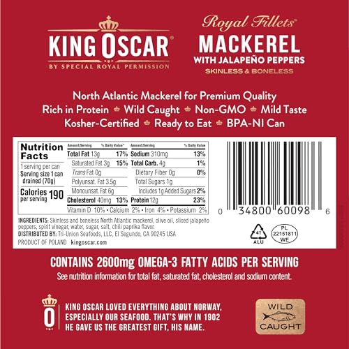 King Oscar Skinless & Boneless Mackerel Fillets, 4.05-Ounce Cans - Image 14