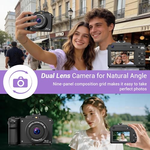 Cámara digital 4K 64MP con lente selfie y zoom 20X negra miniatura 3