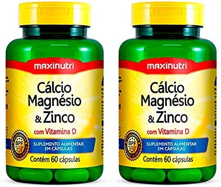 Kit 2 Cálcio Magnésio Zinco Vitamina D Reposição e fixação de Cál...