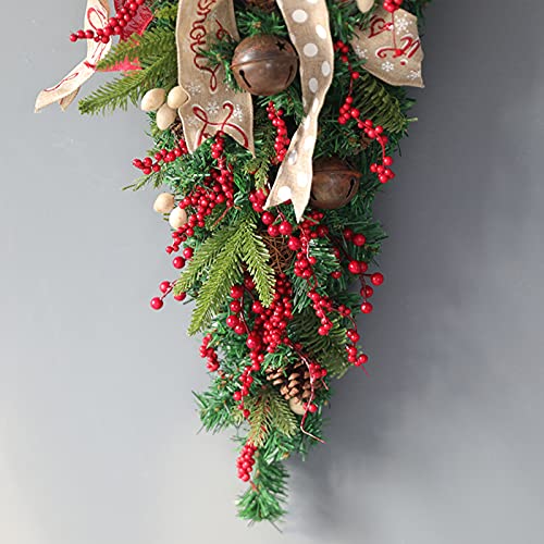 Hlter Christmas Upside Down Tree, Upside Down Artificial Christmas Tree, Upside Down Rattan Christmas Tree Decorations Christmas Swag For Seasonal Indoor Home Decor 60Cm/23.6Inch #TOP4