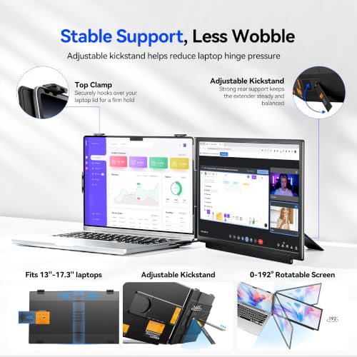 Laptop Screen Extender, 15.6" FHD IPS,1.52 lb Portable Screen, Detachable - image 8