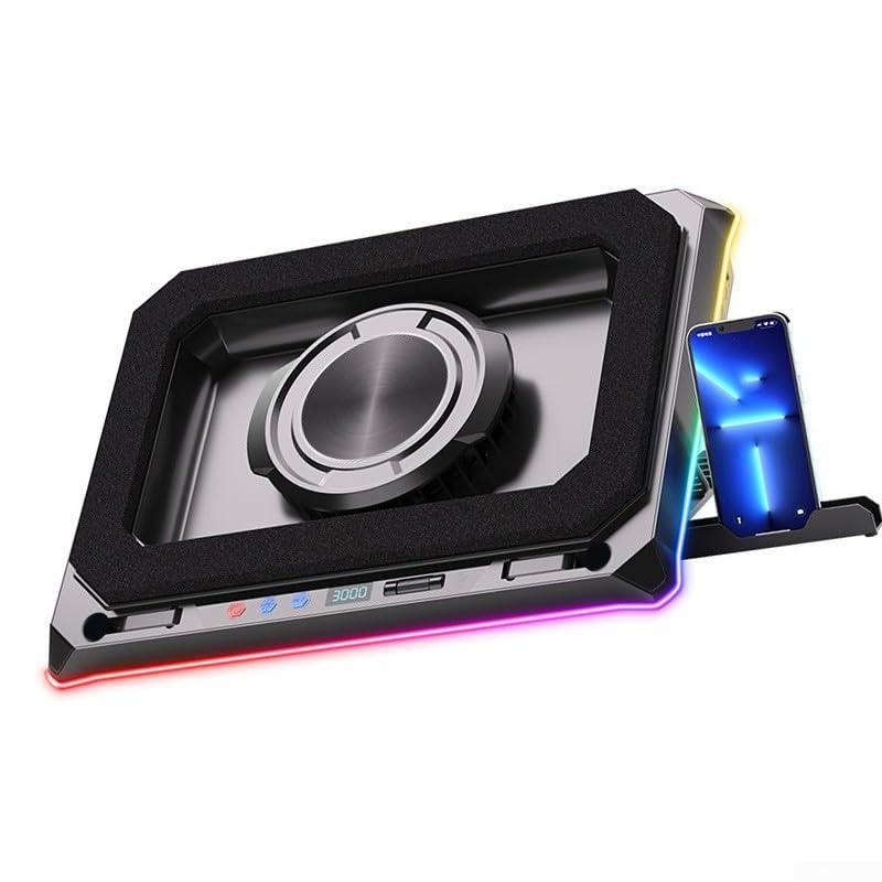 Tappetino di raffreddamento per computer portatile con 6 ventole silenziose e luce RGB, supporto regolabile in altezza per computer portatili da 12 a 17,3 pollici, alimentato tramite USB