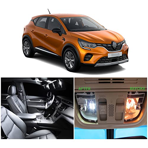 XKHSD, Kit de luz de Maletero de Lectura de Mapa de Domo Interior LED sin Errores Canbus Blanco de 9 Piezas, para Renault Captur 2013-2017, Accesorios de Coche y vehículo, White