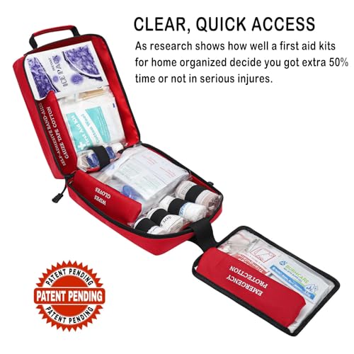 400 Piece Large First Aid Kit Premium Emergency Kits for Home, Office, Car, Outdoor, Hiking, Travel, Camping, Survival Medical First Aid Bag, Red - Image 3